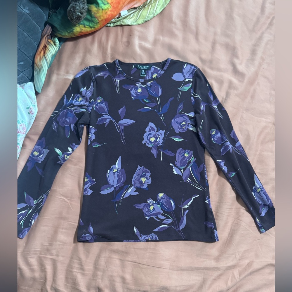 Ralph Lauren Purple  and brown Floral Blouse